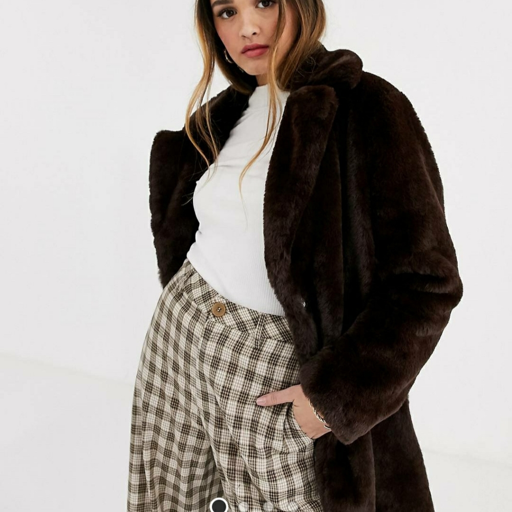 Newlook brown faux fur jacket